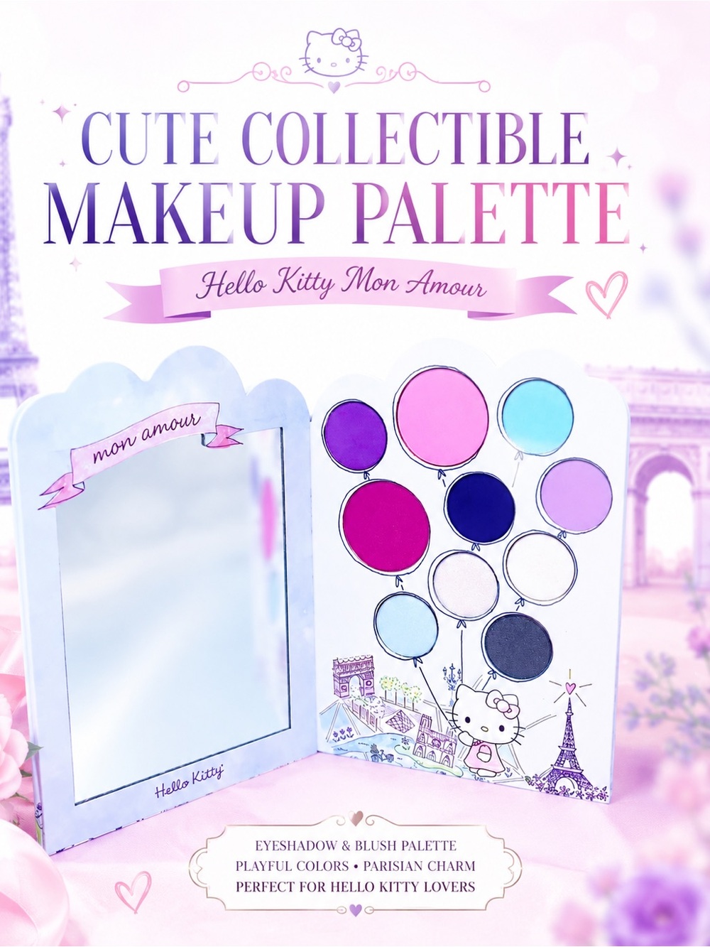 Hello Kitty by Sanrio Mon Amour Eyeshadow & Blush Palette NWT & NIB Collectible